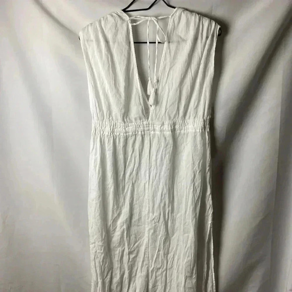 MONA SOL WO SIZE MEDIUM WHIT LOND BEACH COVER  UP / DRESS 100% COTTON SIDE SLITS - Picture 5 of 11